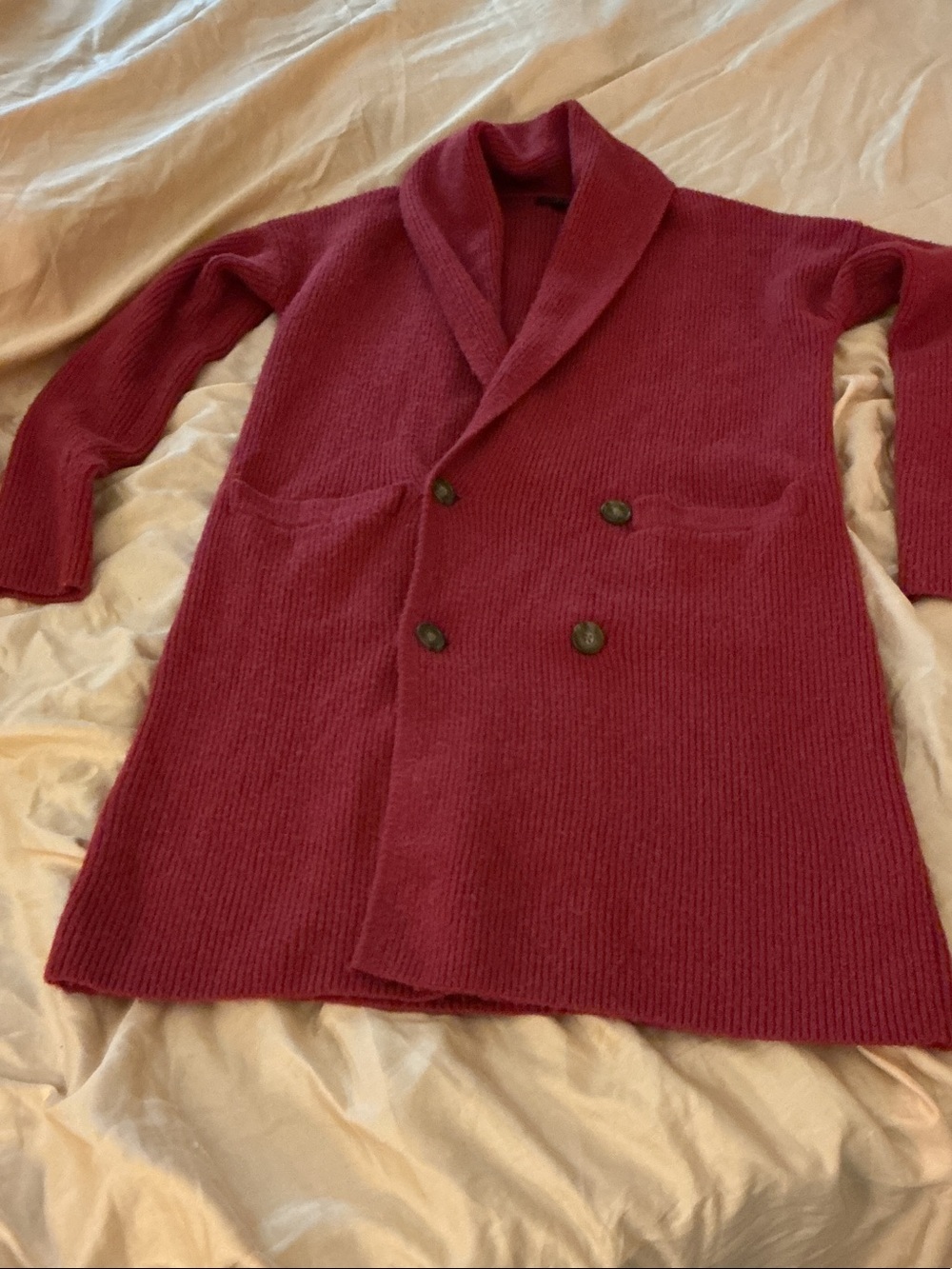 J. Crew women’s Shawl Collar Double-Breasted Cardigan - Burgundy